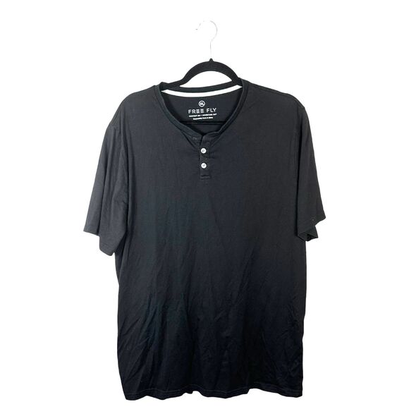 Free Fly Performance Bamboo Black Short Sleeve Henley Shirt Men's Size XL - Picture 1 of 3